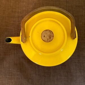 Copco Tea Kettle Michael Lax Design Yellow Spain #117 Teak Handle Vintage MCM
